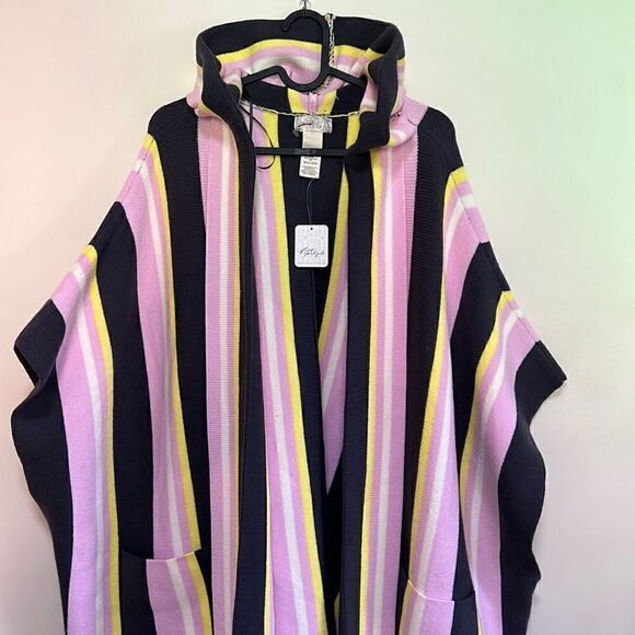 Free People All I Need Striped Hooded Kimono Poncho - Picture 3 of 13